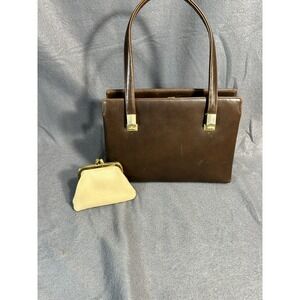 VTG Koret Genuine Brown‎ Leather Hand Bag with Change Purse Working Clasp!